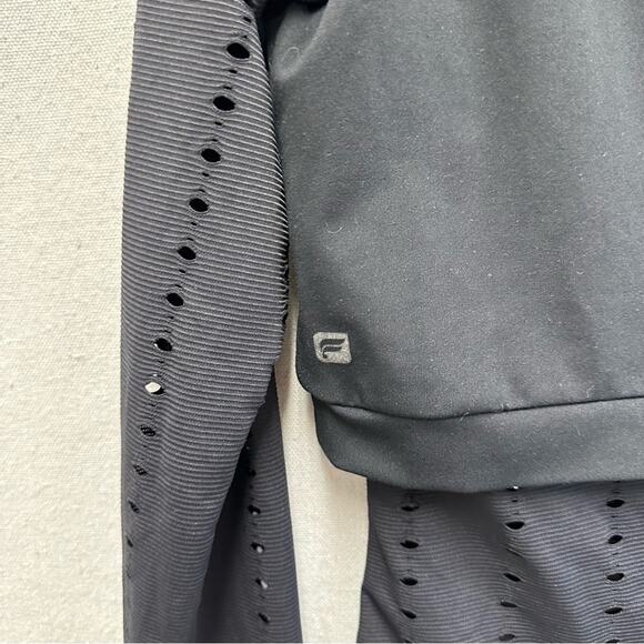 Fabletics Shelby Long-Sleeve 2 Layer Eyelet Laser Mesh Black Top Size Medium - Picture 14 of 16